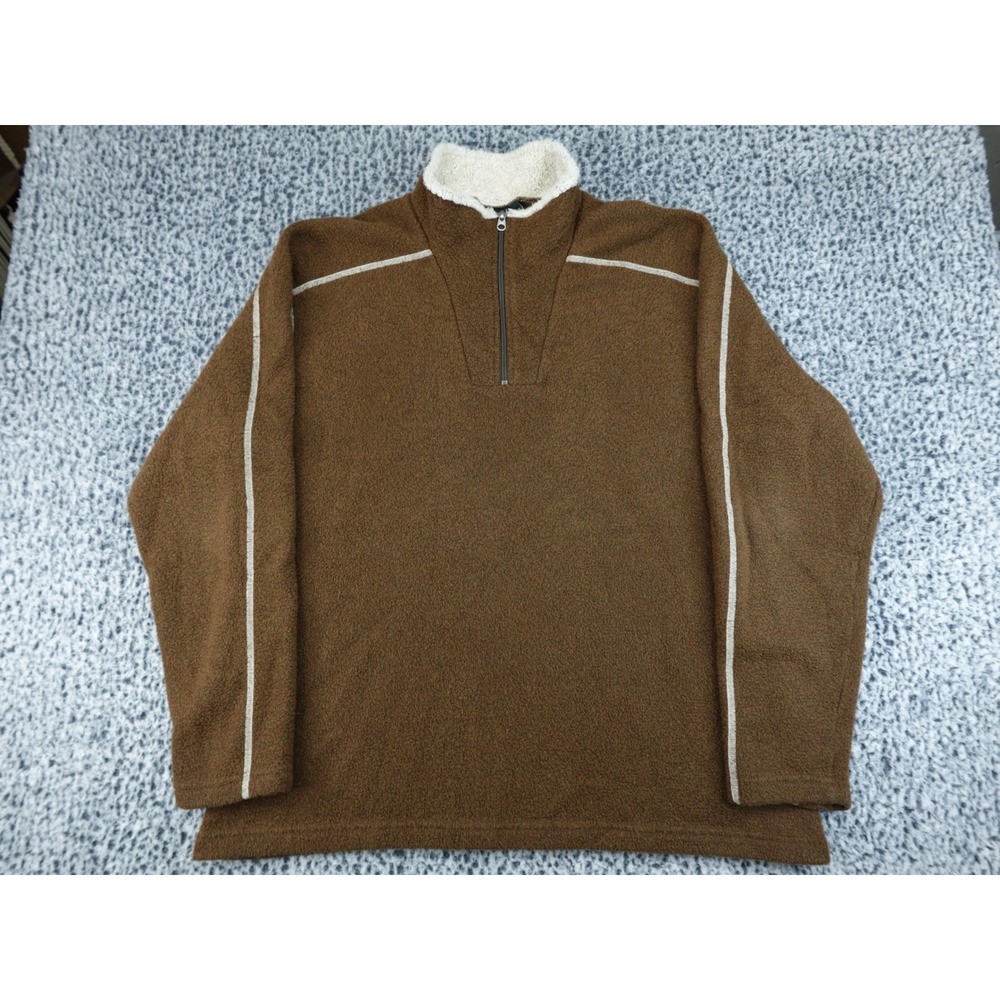 Kuhl Alfpaca Fleece Quarter Zip Pullover Mens XXL Brown Mock Neck Hiking Sweater